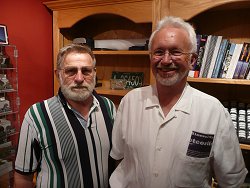 RJ and Barry take a moment for a picture while examining David Hardy's collection